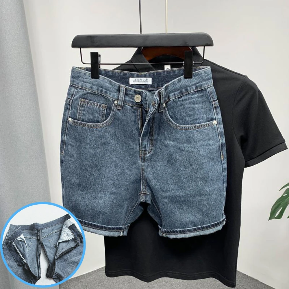 

Invisible Open Crotch Outdoor Sex Fashionable Classic Men's Denim Shorts Summer Jeans Casual Eroticism Pants Streetwear Trend