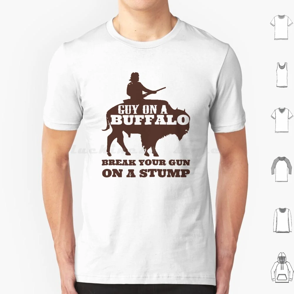 Guy On A Buffalo Break Your Gun On A Stump T Shirt Cotton Men Women Diy Print Bison Check Gingham Checked Checkermontana