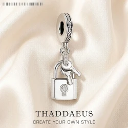 Charm Pendant Lock With Key Solid 925 Sterling Sliver Romantic Gift Jewelry Accessories