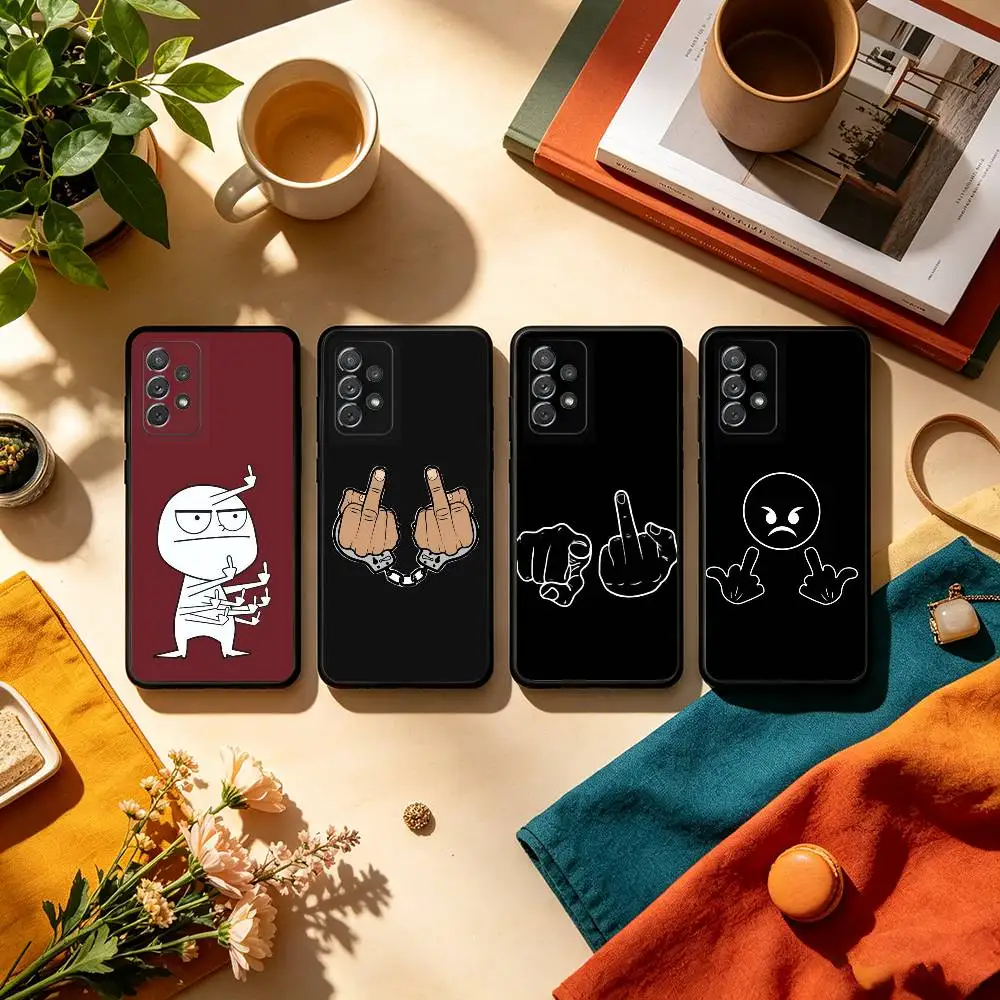 Funny M-Middle Finger  Phone Case For Samsung Galaxy A73,A72,A71,A70,A53,A52,A51,Soft Silicone Black Cover