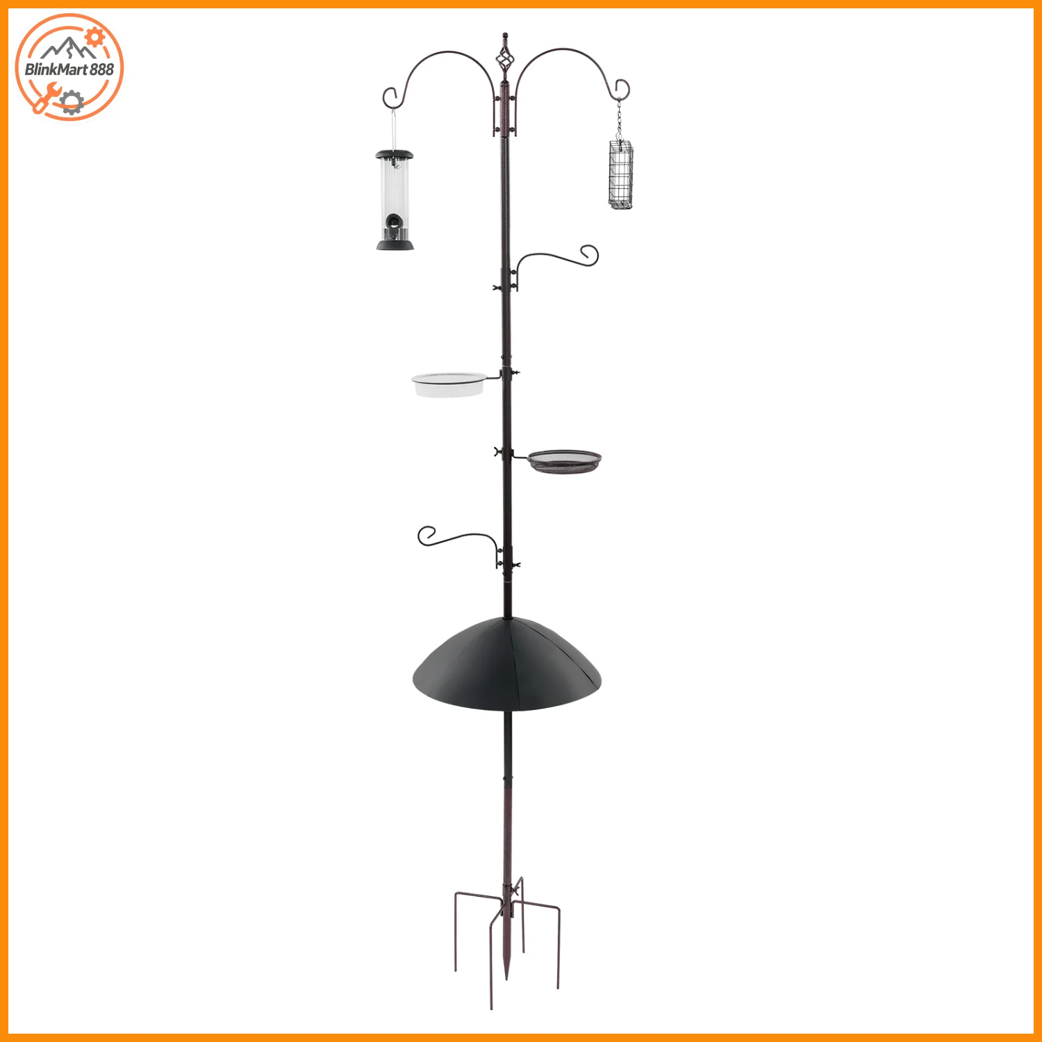Schwarzer Eisen-Vogelfutterständer 230cm Outdoor-Garten-Vogelfutterstation für Wildvögel