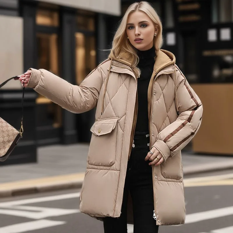 Doudoune épaisse à capuche pour femme, veste matelassurera, plume, grande taille, coréen, hiver, 2023