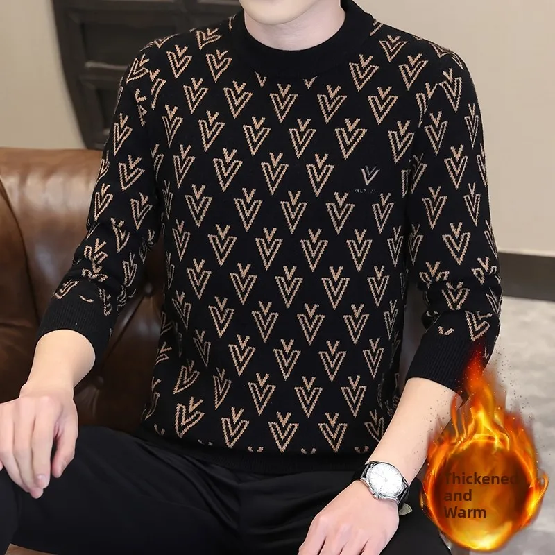 

Thiened круглый вязаный свитер Ne, мужская зимняя модная теплая верхняя одежда премиум-класса Quali F806, Новое поступление, осенний сезон