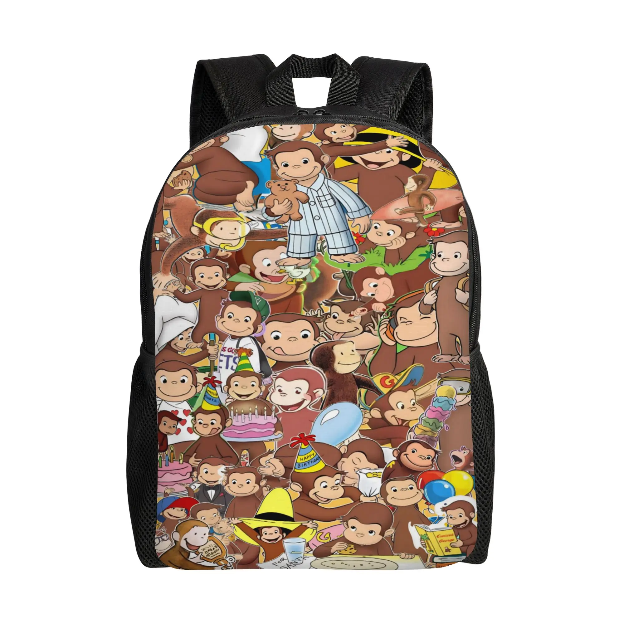 Halloween Curious George Themed(1) Backpack  Casual Backpacks Boy Travel Durable School Bags Custom Rucksack