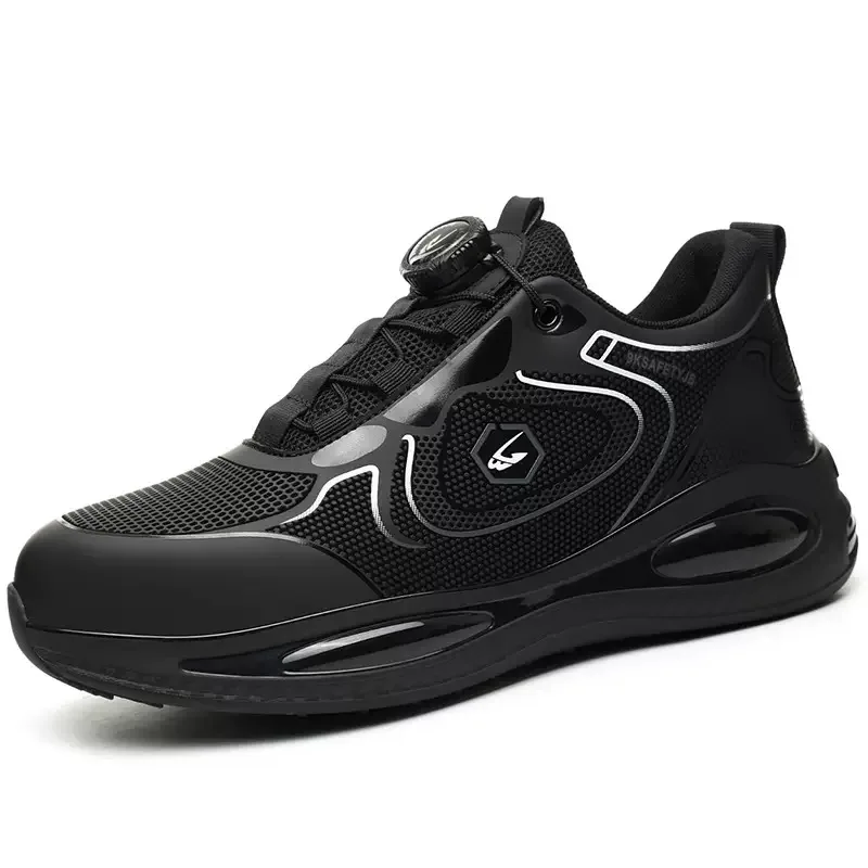Nieuwe hoge veiligheidsschoenen voor heren met knoopgesp, lichtgewicht, ademend, anti-doorstoot, stalen neus, anti-verbrijzeling bescherming.