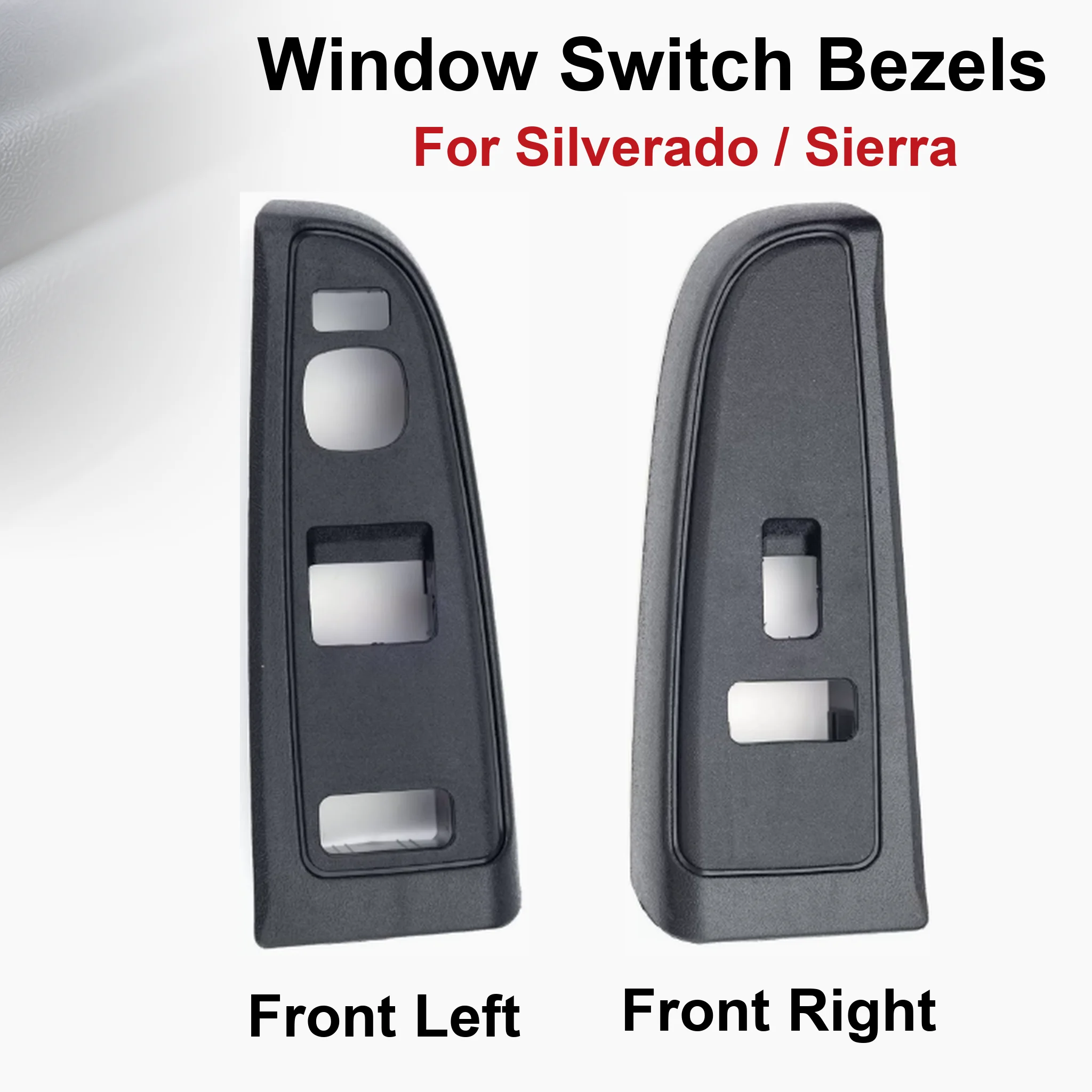 89045124 89045120 Window Switch Bezels For Chevrolet Silverado GMC Sierra LHD Regular Extended Cab Black Left Right Singles Pair