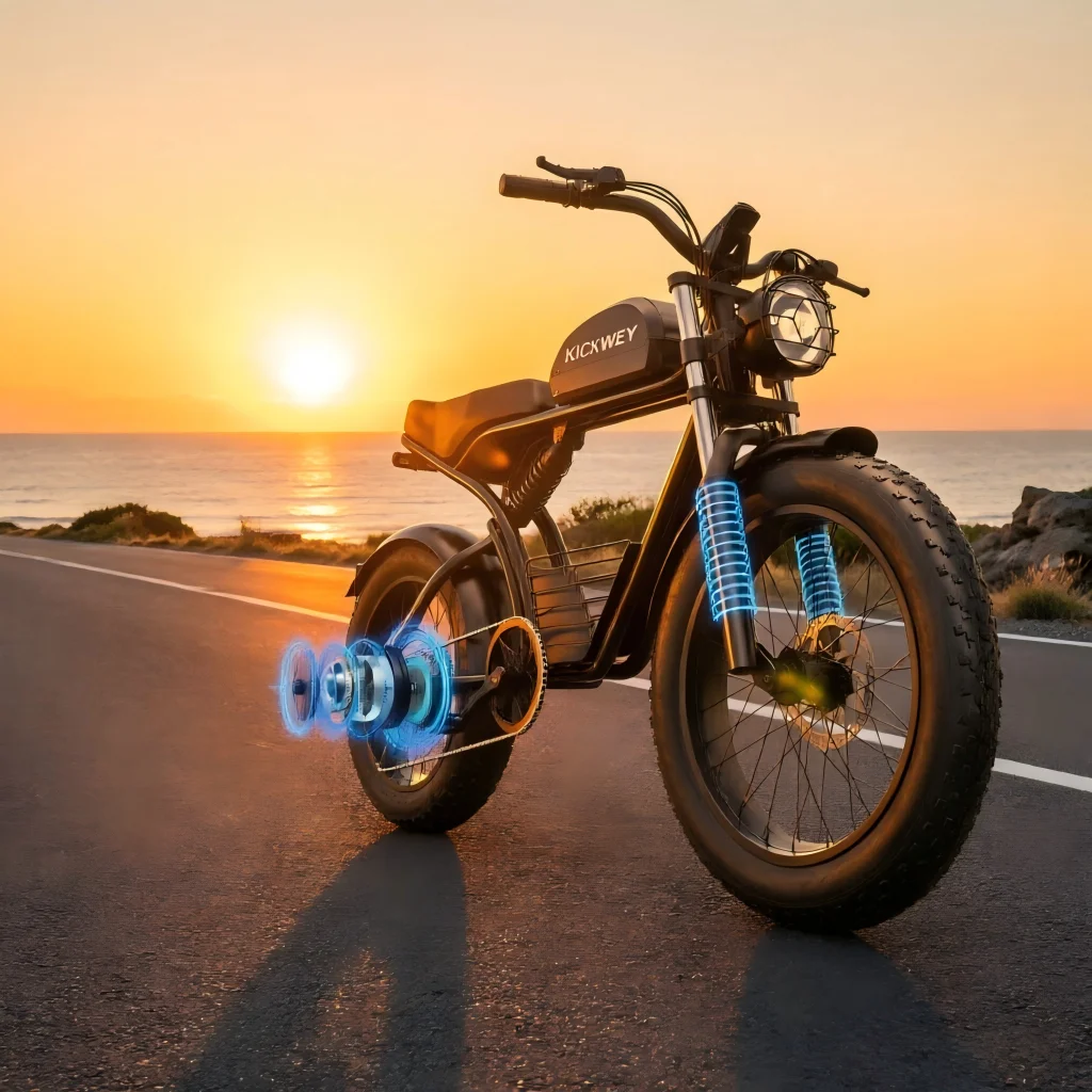 KICKWEY K7, bicicletta elettrica da montagna, motore da 1500 W e batteria da 48 V e 23 Ah, autonomia di 80-120 km, velocità massima di 50 km/h, bicicletta elettrica da fuoristrada con doppio sistema