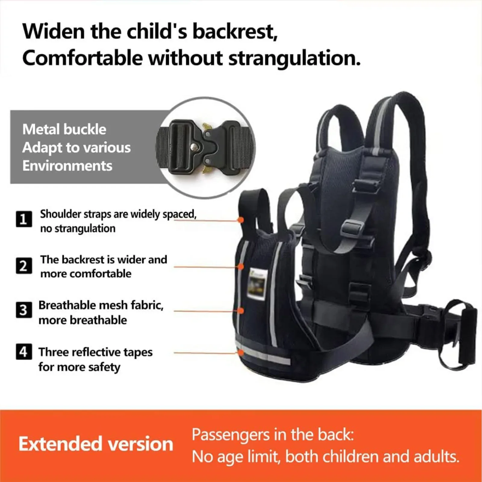 Motorcycle Safety Belt for Kids Adjustable Children Harness Anti-drop Baby Riding Seat Belt for Motorcycle Bike Safety Belt