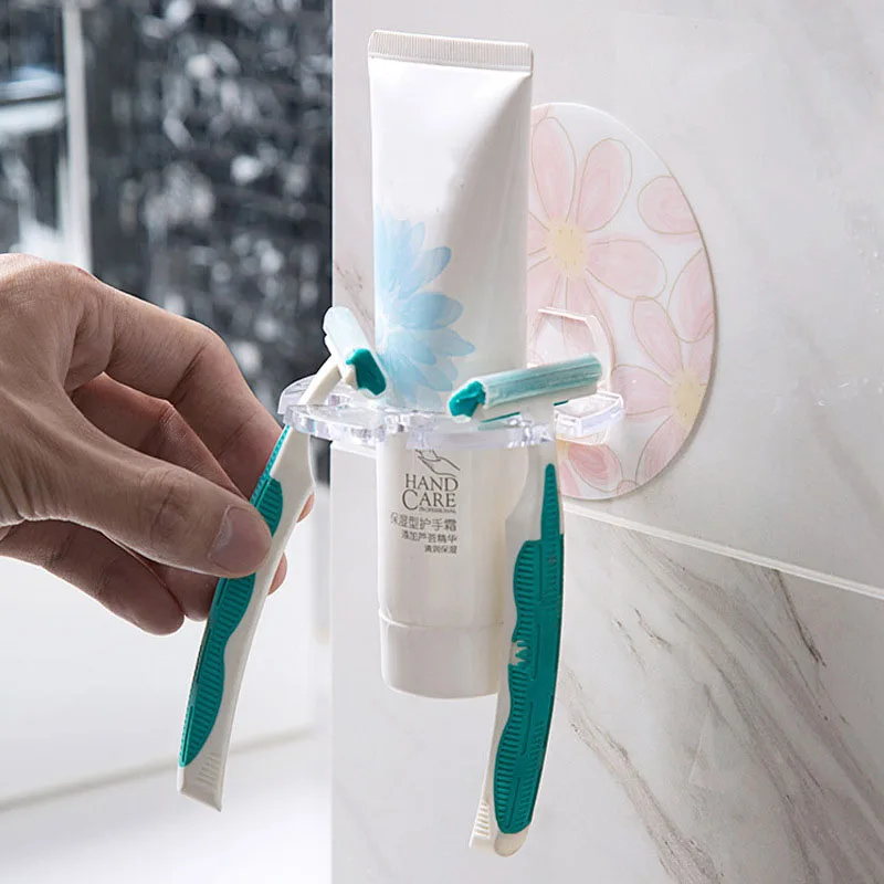 Plastic Toothbrush Holder Wall Mounted Razor Holder Stand Toothpaste Storage Rack Tooth Brush Holder For Bathroom Accessories