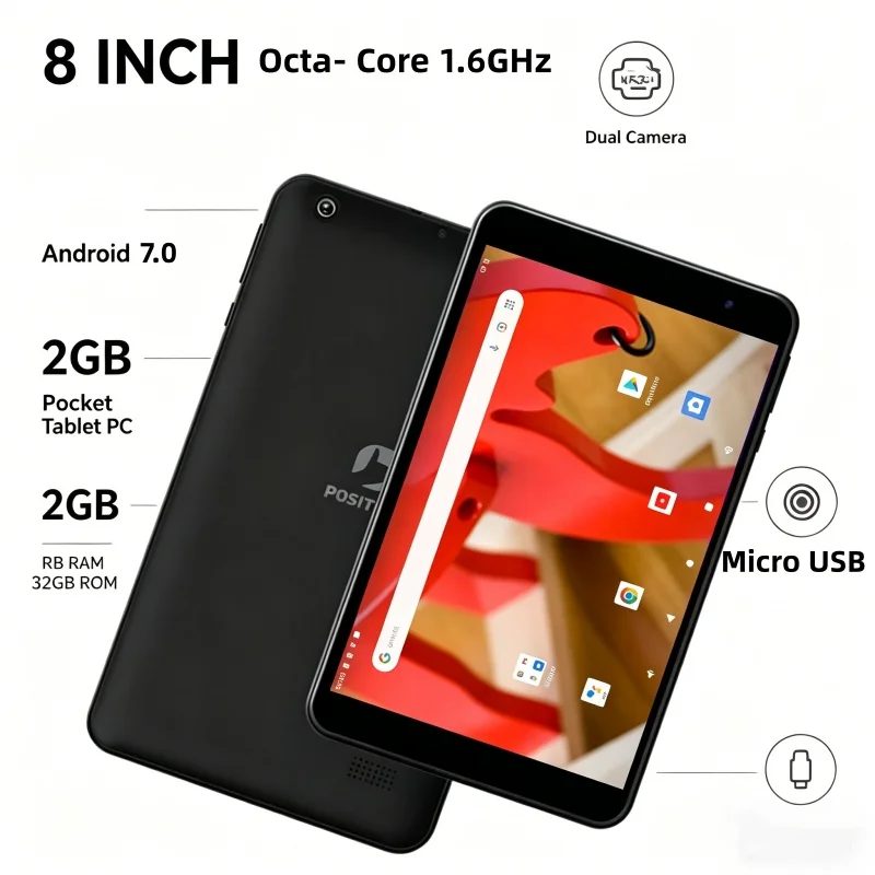 8 INCH PC 2GB RAM 32GB ROM H870 Android 7.0 Pocket Tablet CPU MTK8167 Octa- Core 1.6GHz 4000mAh Li-ion Battery