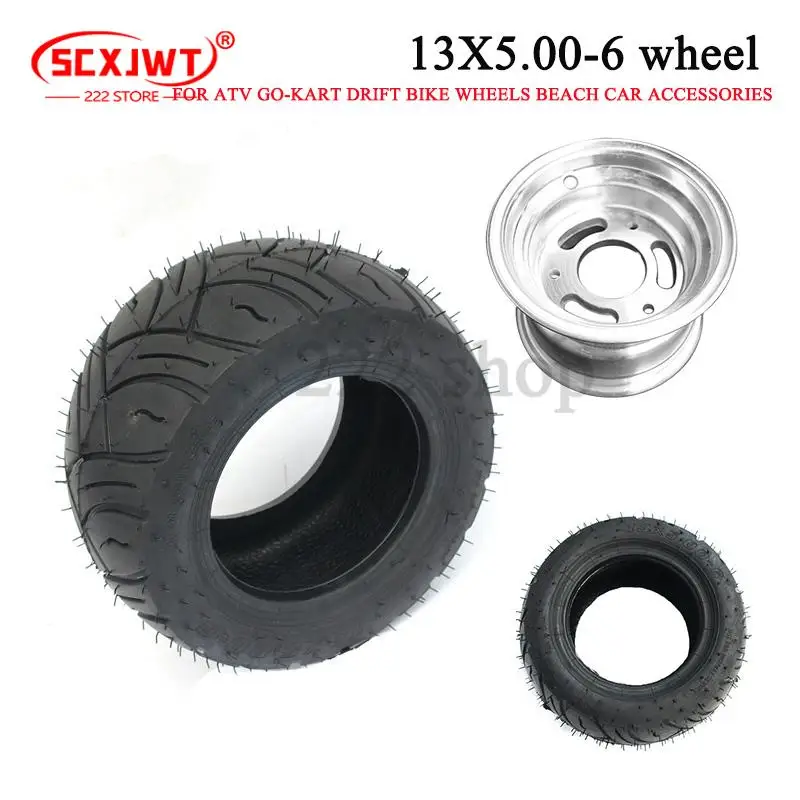 

Rubber tire with wheel hub 13x5.00-6 inch folding bicycle scooter quadruple off-road bicycle