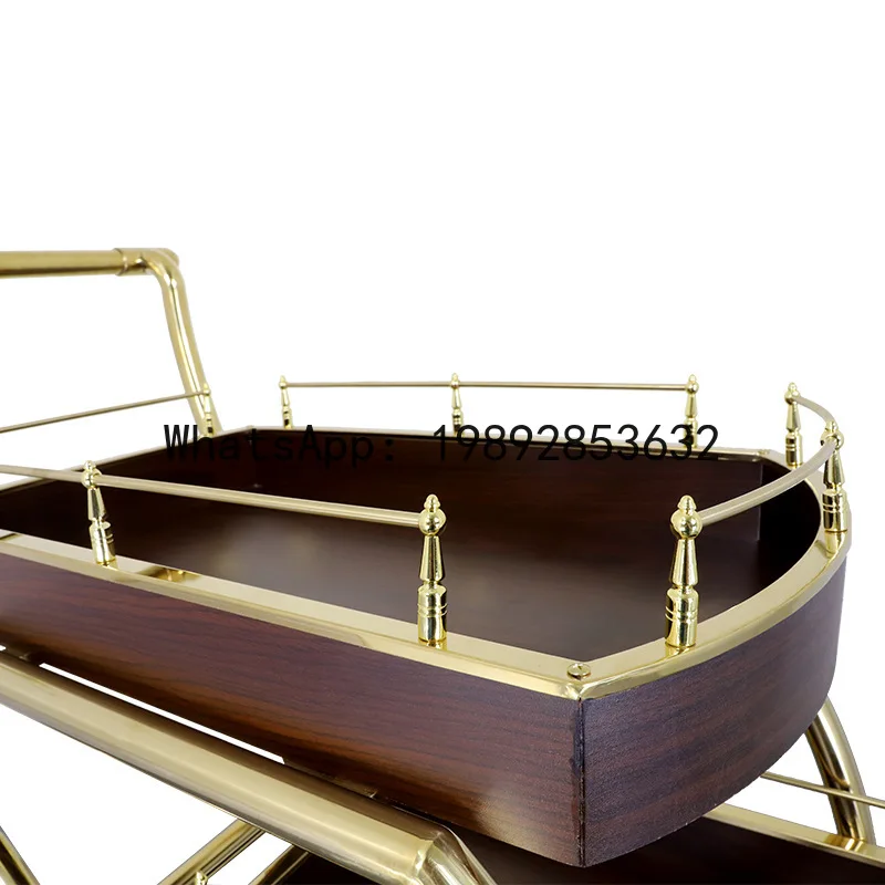 hotel serving cart - mobile bar & beverage cart - solid wood reception cart