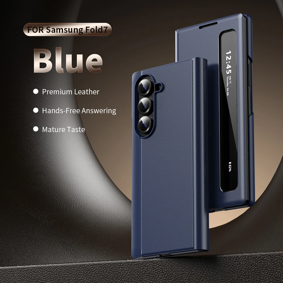 Leder-Handyhülle für ZFold 7 6 5 4 3 mit Fenster, Klappständer und Halterung für Samsung Galaxy Z FOLD 7 5G, Smart View Cover