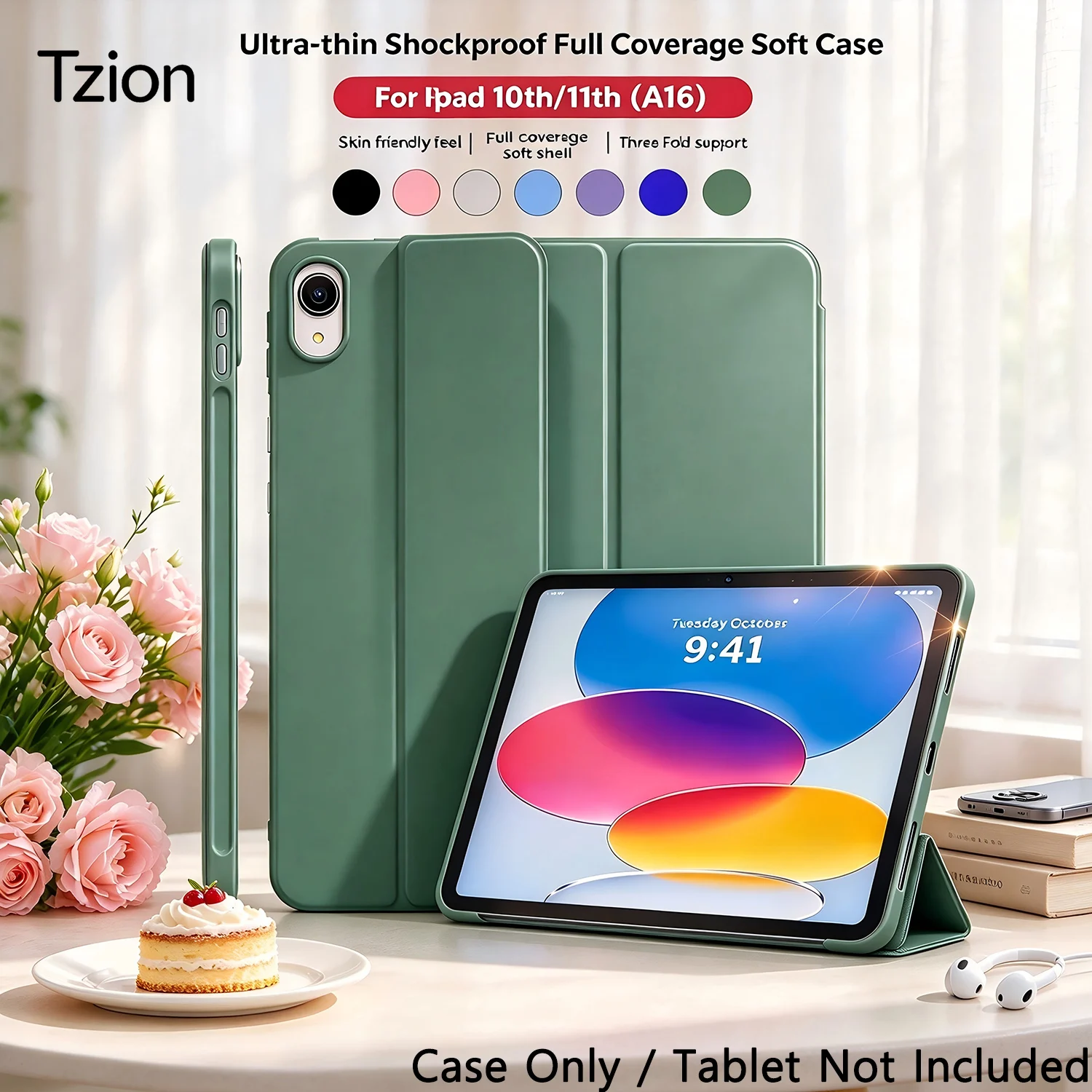 For Apple iPad 11th A16 11'' 2025 / 10th 10.9'' 2022 PU Leather Flip Smart Cover Magnetic Stand Case with Auto Wake/Sleep