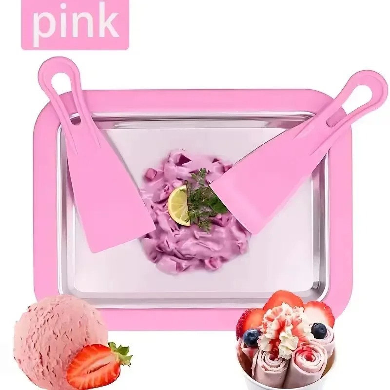 Ice Cream Roll Maker Portable Interactive 304 Stainless Steel DIY Sweet Spot Pan Cold Plate for Kids Birthday Home Family Sorbe