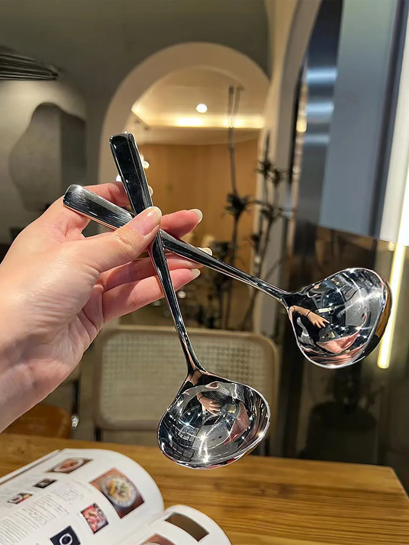 

Deep round Stainless Steel Soup Spoons Large Dishwasher Safe for Cereal Bouillon Milk Soup