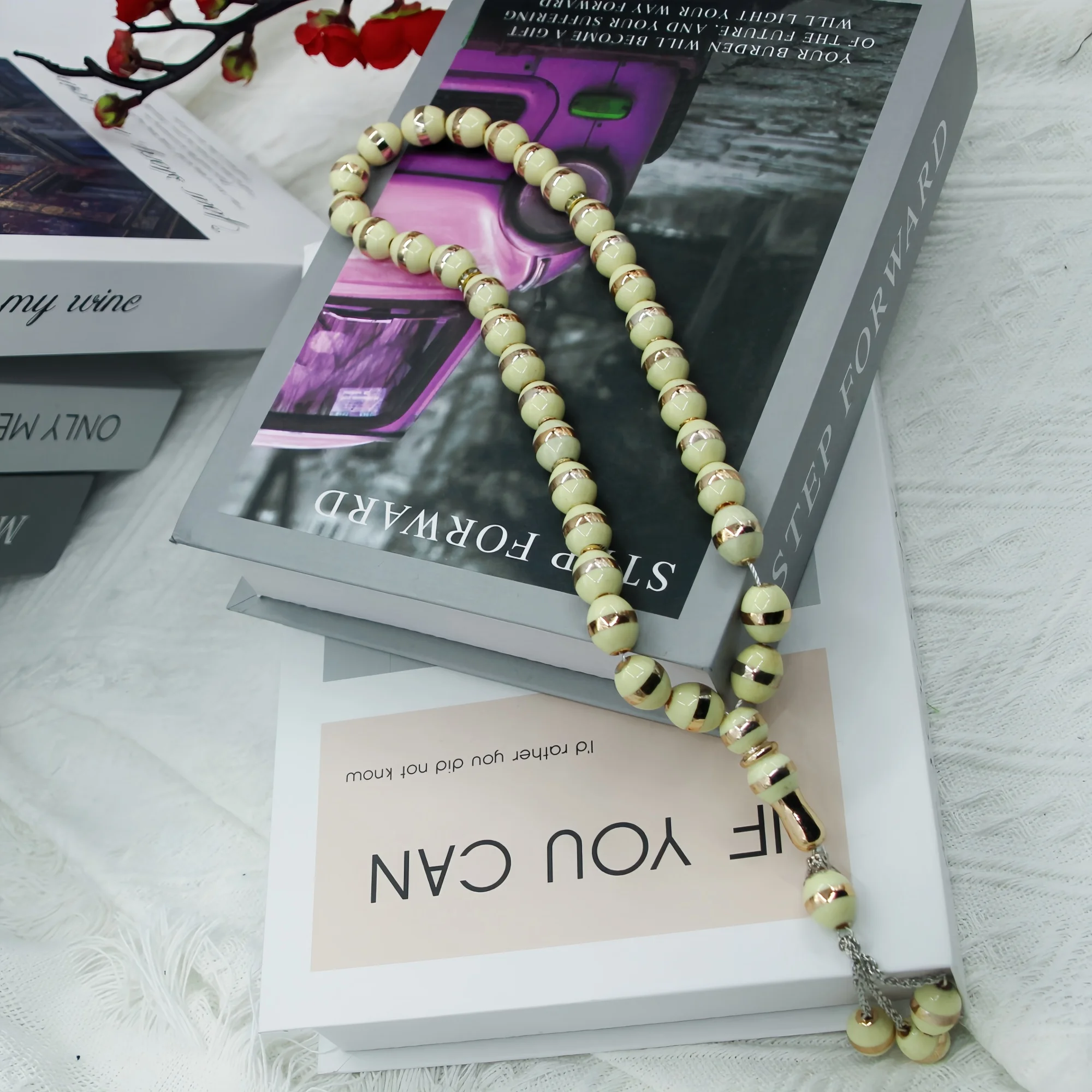 Resin Laser‑engraved Single‑loop 12‑mm 33‑bead Rosary, Cross‑border Hot‑selling Prayer Counting Bracelet for Holiday Gifting