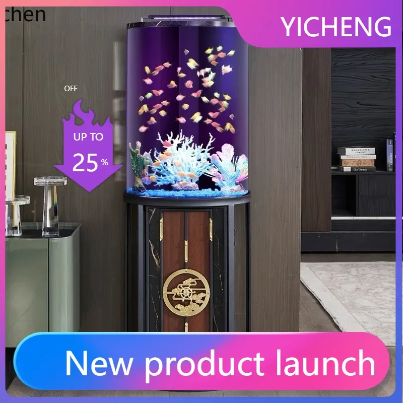 

LYY Creative Living Room Office Fish Tank Small Goldfish Tank Aquarium Ecological Bottom Filter Goldfish Tank