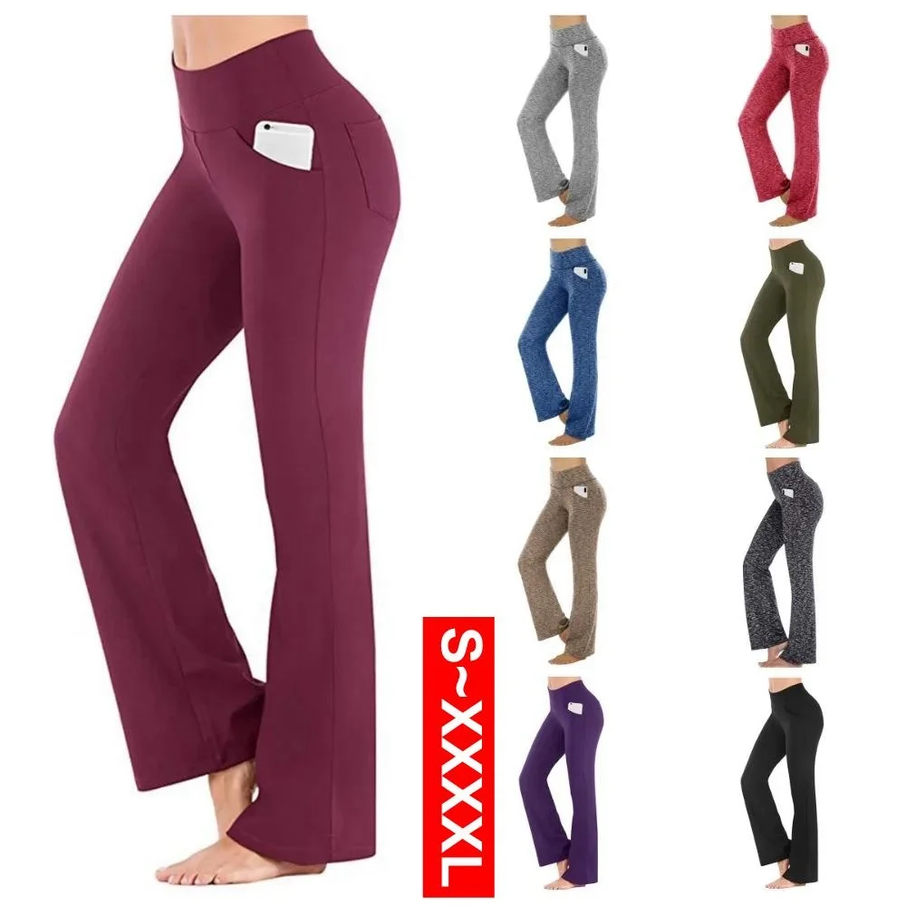 Yoga Pants with Pockets for Women Slim Pants High Waist Workout Pants Tummy Control Calças Roupas Femininas Pantalones