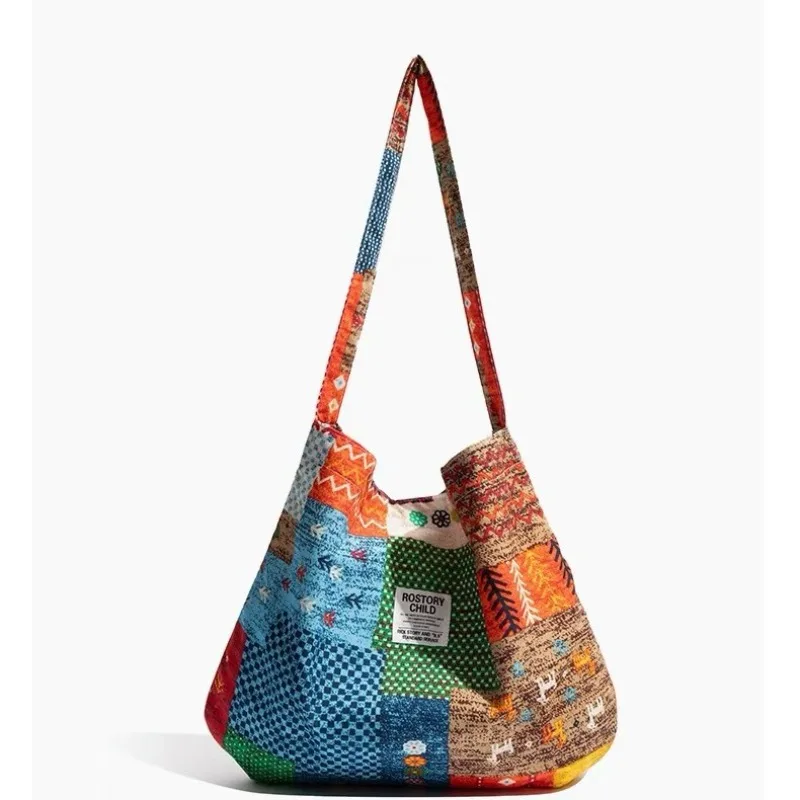 

Vintage Patchwork Canvas Hobo Bag: Soft, Retro/Bohemian, Roomy for Travel & Daily, Fashion - Forward