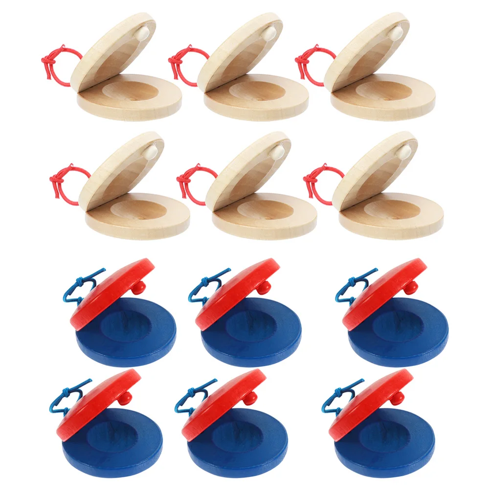 

12 Pcs Wooden Castanets Kids Instrument Kit Musical for Children Toy Puzzle Percussion