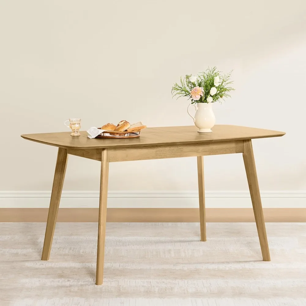 

47-59 Extendable Dining Room Table for 4, Modern Wood Dining Table for Small Spaces, Kitchen, Space Saving Hidden Leaves,