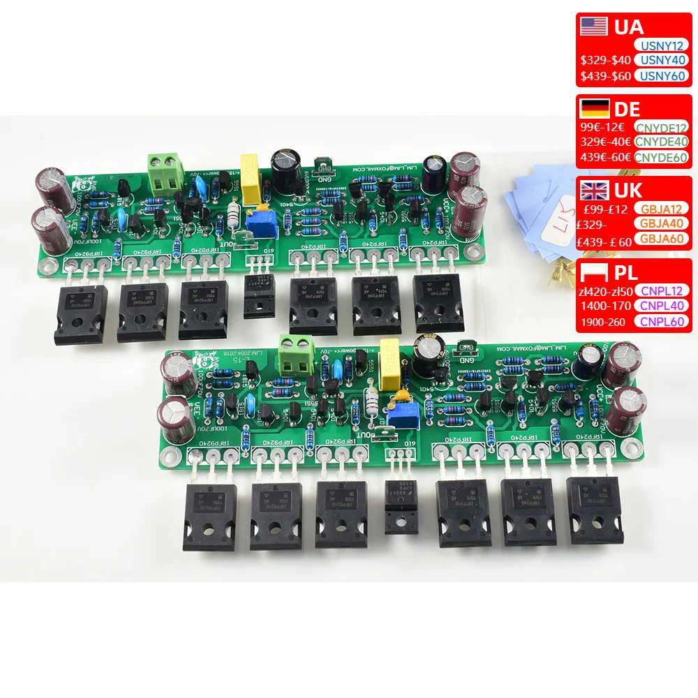 2pcs L15 MOSFET Stereo Amplifier Board 2-Channel AMP 300W 8R CLASS AB IRFP240 IRFP9240