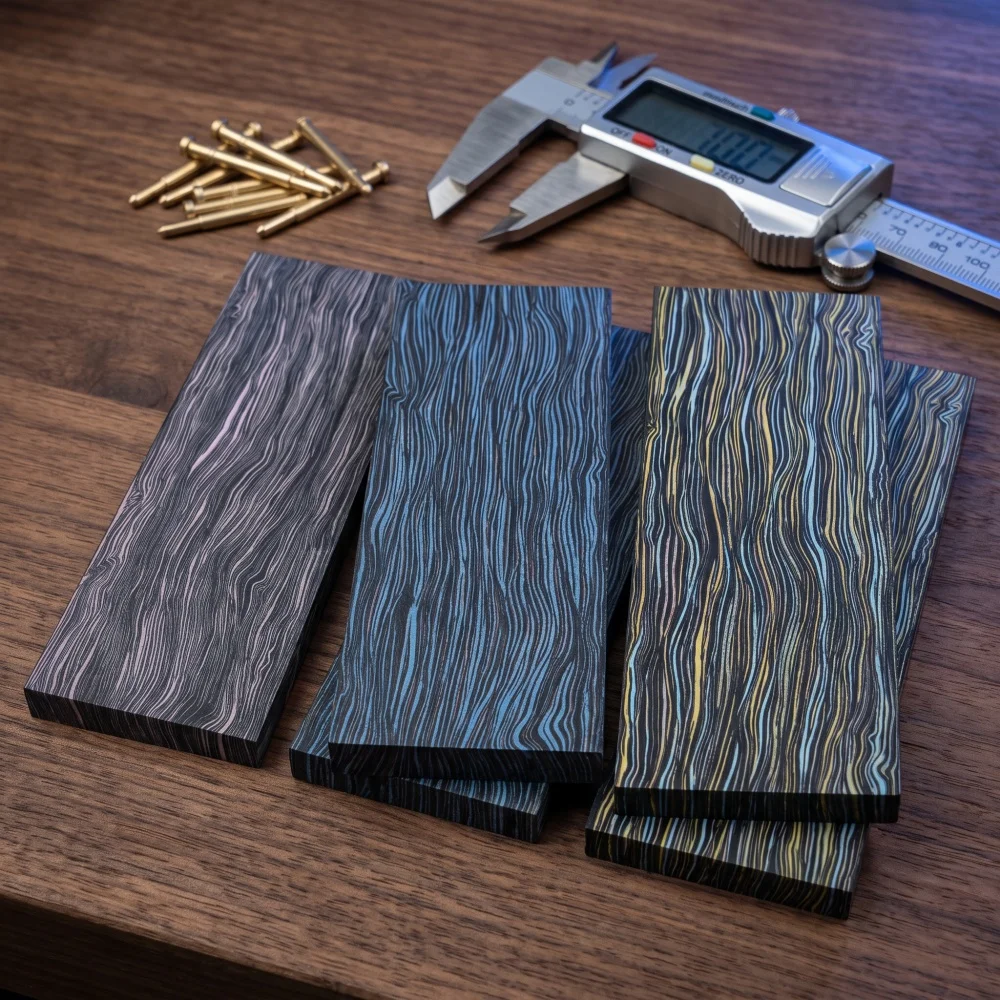 DIY Knife Handle Materials Blanks G10 Composite Handle Material Damascus Pattern Scales Colorful Laminated Pattern Grip Tool