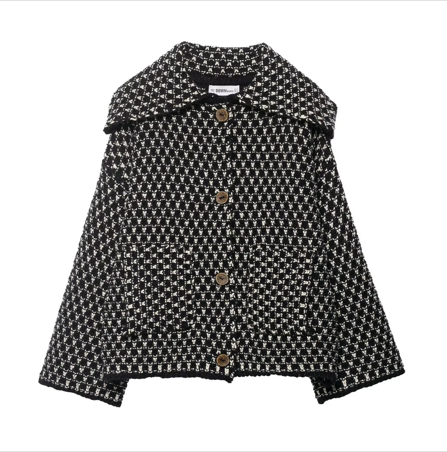 سترة نسائية خريفية متعددة الاستخدامات على طراز الشارع مفتوحة من القطن السميك معطف فضفاض محبوك بأكمام طويلة بني