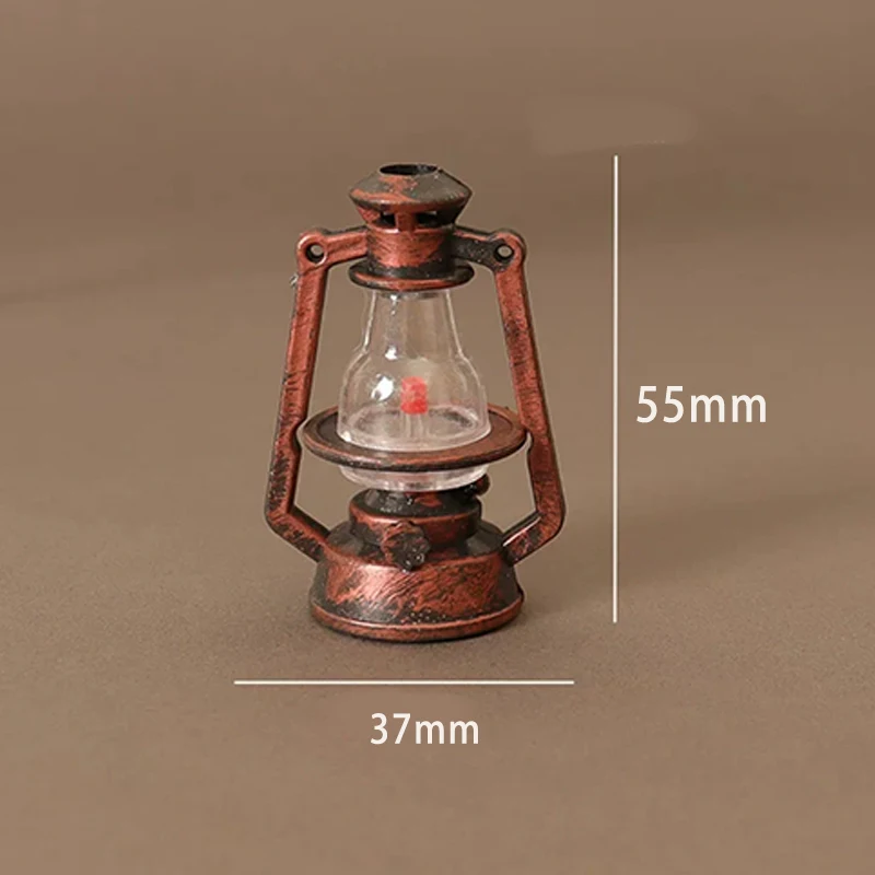 1:12 Miniature Kerosene Lantern Mini Retro Oil Lamp Dollhouse Accessories Kerosene Lantern Model Ornaments Pretend Play Toys
