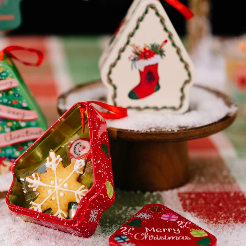 Christmas Candy Box Cookie Tins Storage Tins Metal Nesting Containers Small Candy Storage Containers With Lids For Xmas Supplies