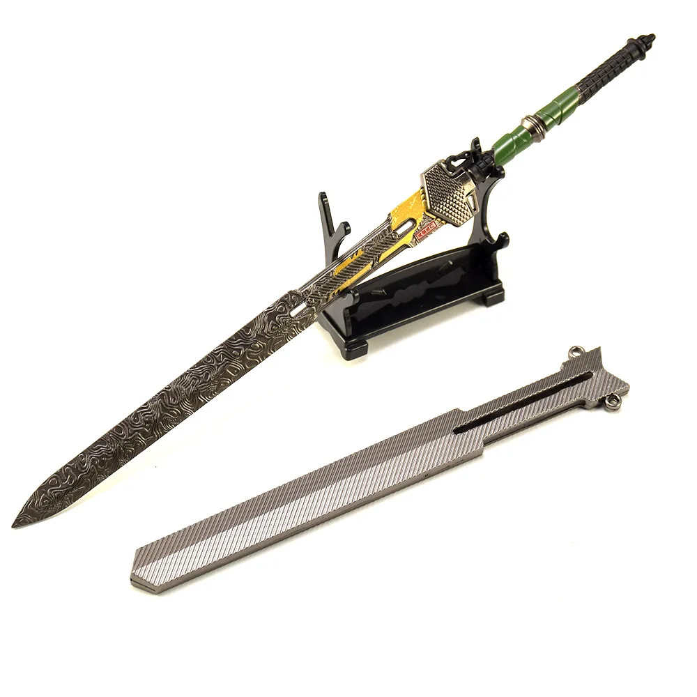 30cm/11.81in arena breakout jogo periférico três pés espada tática armas modelo todo metal artesanato desktop coleções menino presente
