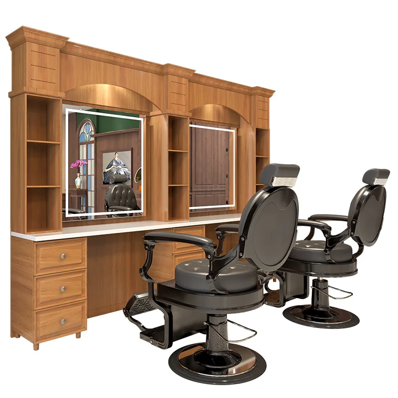 Espejo de barbería, espejo con cabeza de aceite.