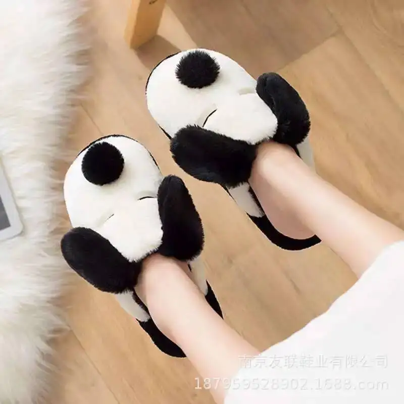 

Unisex Parent Child Furry Slippers Women Cartoon Animal Design Puppy Man Home Postpartum Shoes Soft Step Feel Slippers