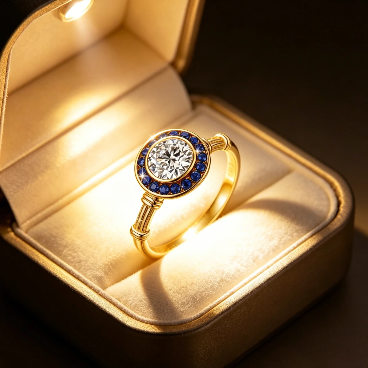 925 Silver Classic Moissanite Diamond Rings Female Luxury Inlay Blue Corundum Halo Wedding Party Finger Ring Jewelry