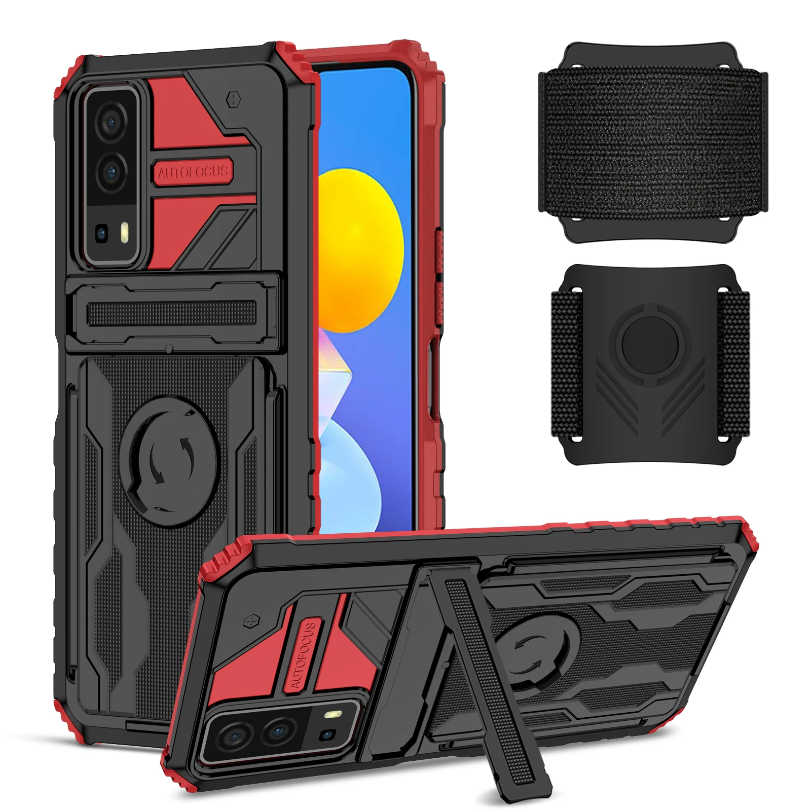 ShockProof Armor Case For VIVO Y72 5G Y53S Y12S Y20i Y11 Y15 Y17 Y20S With detachable sports wristband