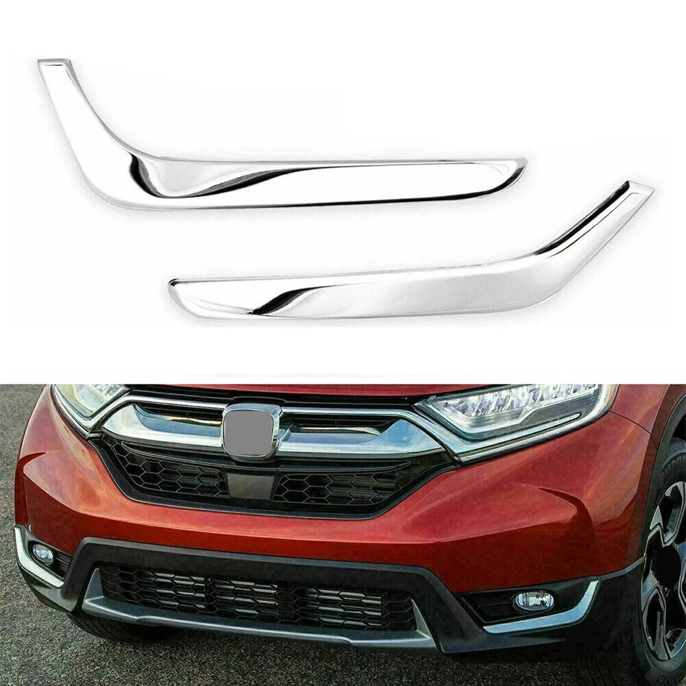 Automotive Front Fog Light Eyebrow Cover Trim Compatible with For Honda For CRV 2017 2018 2019 Chrome Steel Construction