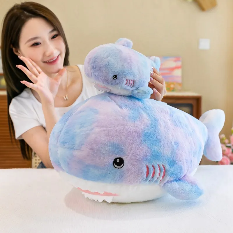 

28cm Cute Colorful Shark Plush Stuffed Toy Soft Animal Camouflage Whale Reading Pillow for Christmas Gifts Doll Gift For Kids