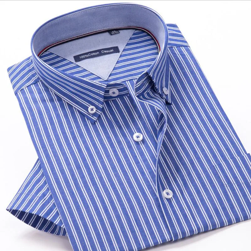 6XL 7XL 8XL 9XL 10XL 12XL Men\'s Business Casual Classic Plaid Short Sleeve Shirt Summer Brand Clothing 100% Cotton Loose Shirt