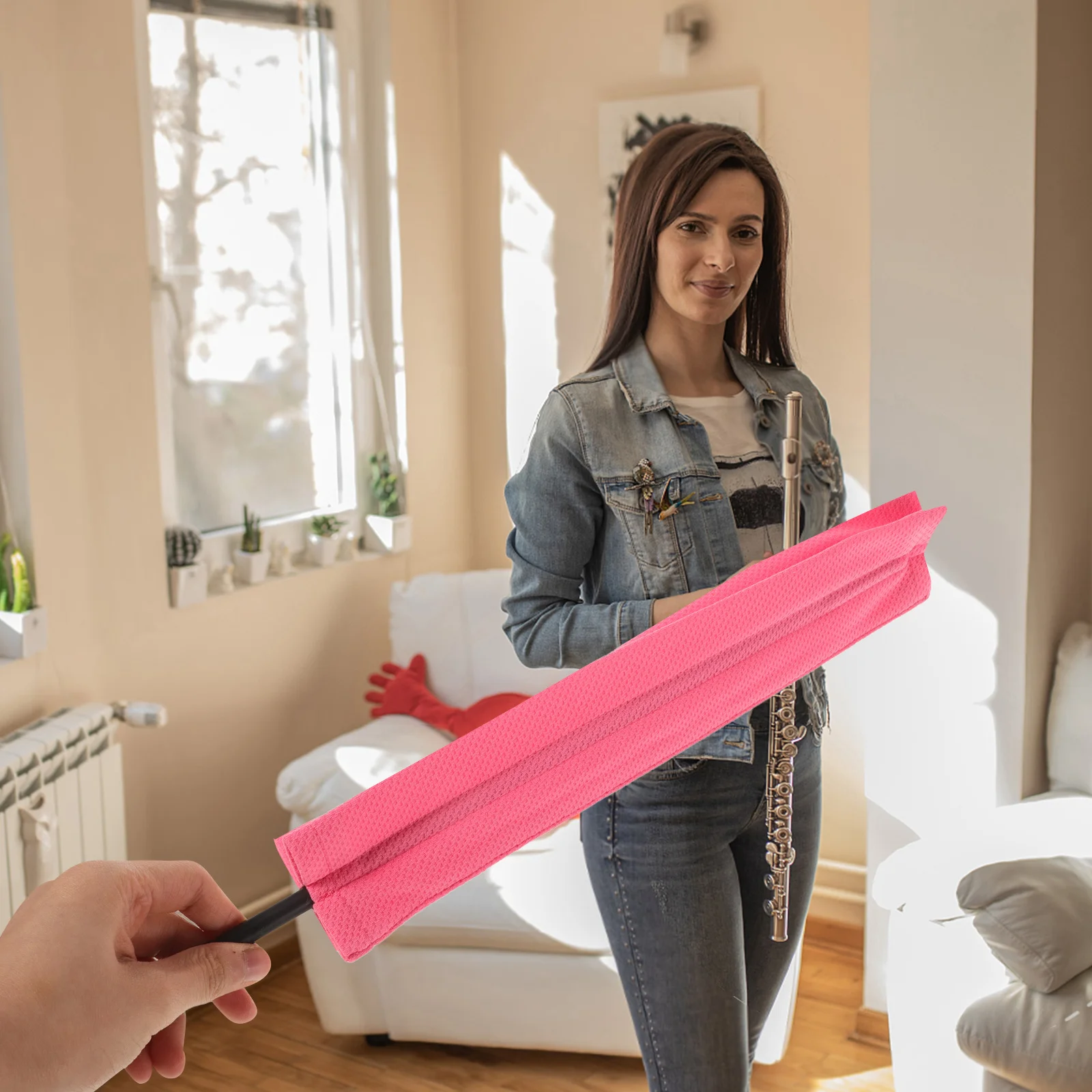 

Flute Cleaning Cloth Soft Durable Expert Stitching Cleaning Rod for Complete Instrument Care Flute Cleaner Saxophone Clean Cloth