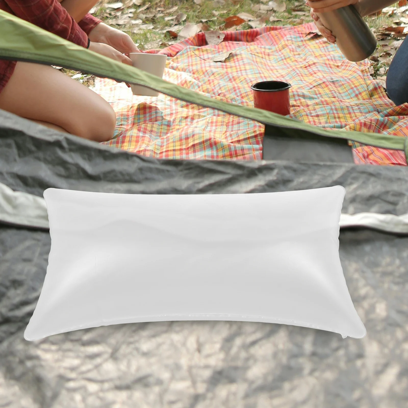

Transparent Inflatable Pillow PVC Portable Ergonomic Design Supports Back Neck for Outdoor Car Camping Cushion