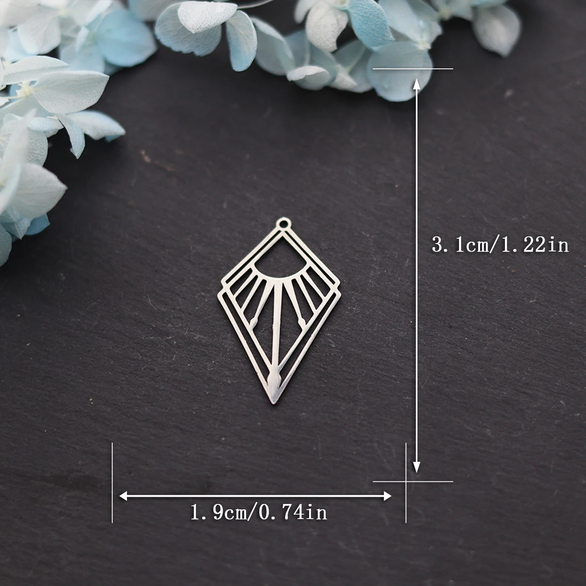 3pcs Rhombus Hollow Charms Stainless Steel Pendant Craft Trendy Tassels Earrings Keychain Jewelry Making Diy Accessories