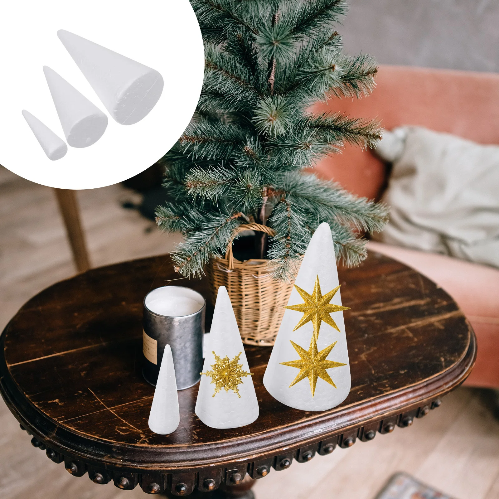 

24 Pcs Christmas Decorations White Cone Craft DIY Accessories Tree Making Cones