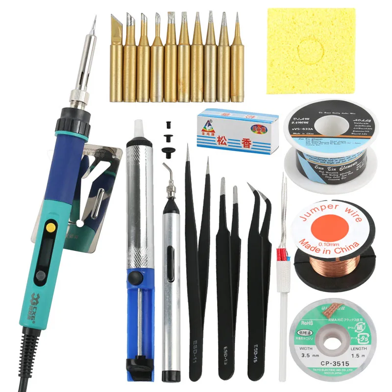 CXG 936d EU Adjustable LCD Digital Electric Soldering Iron Welding Repair Kit Set Soldering Station Kit Set Solder Tip/Tweezers