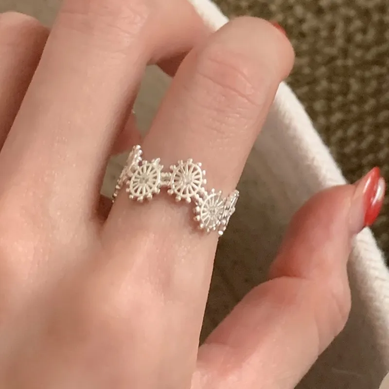 

PANJBJ кольцо из стерлингового серебра 925 пробы с колесом обозрения для женщин, нерегулярный юбилей, ретро-дизайн, ажурные ювелирные изделия, подарок, дропшиппинг