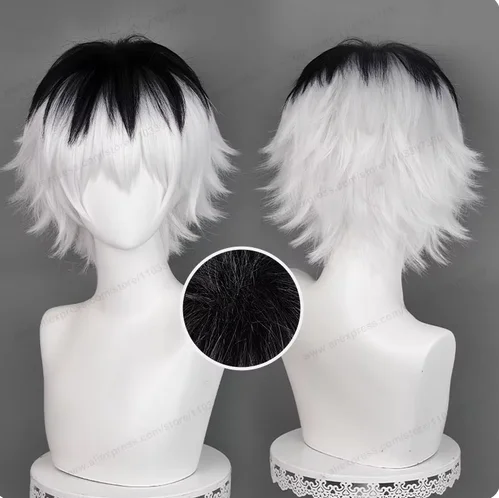 

Sasaki Haise Cosplay Wig 30cm Short Silver White Black Man Hair Anime Heat Resistant Synthetic Wigs