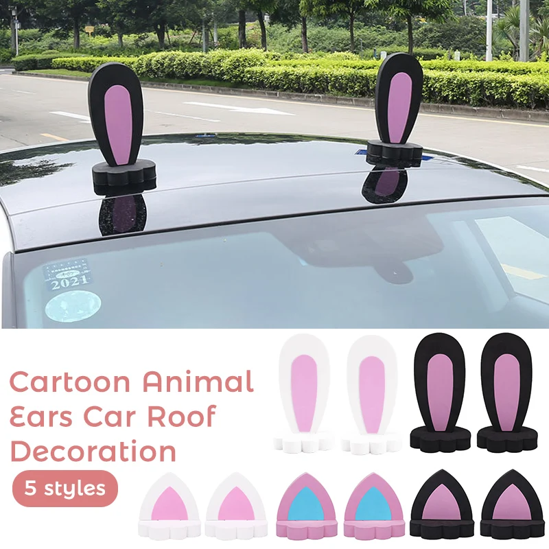 Car Roof Decoration External Doll Lovely Rabbit Cartoon Cat Ear Car 3D EVA Foam Self-adhesive Stickers for Auto Front and Rear