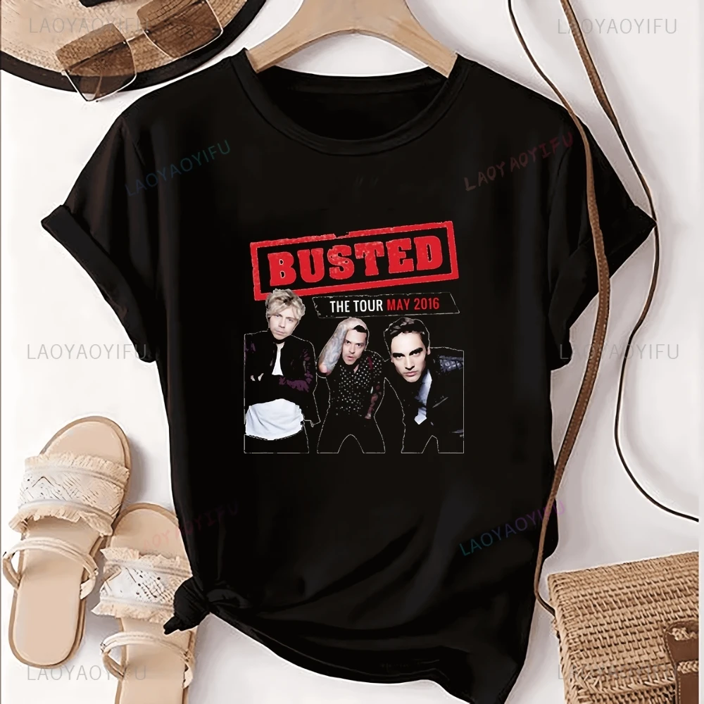 Streetwear Busted Rock Band Printed Trend Short-sleeved Shirt Suitable for Both Men and Women, Large-sized T-shirt
