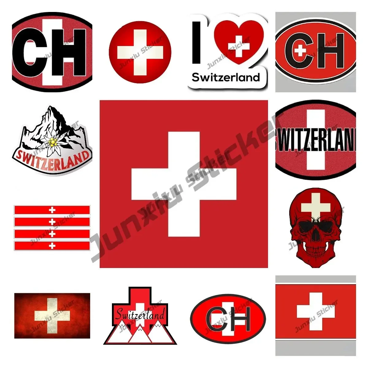 Switzerland Sticker for Car Auto Parts Decal SWISS Country CH Car Decor Flag of Switzerland Premium Quality Oem Accessories