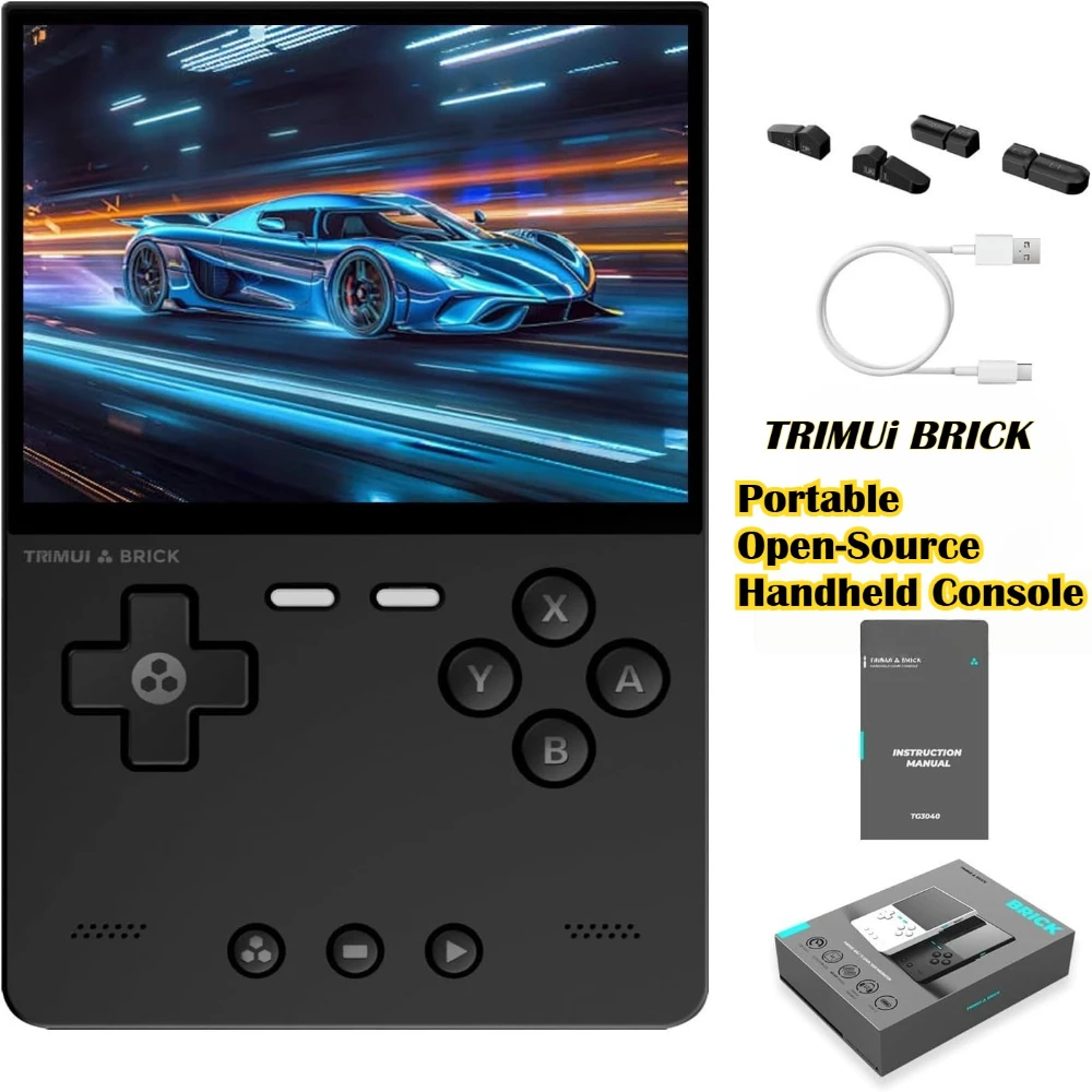 Trimui Brick Retro Handheld-Spielkonsole 3,2 Zoll IPS-Bildschirm Linux-System Tragbarer Videospiel-Player LED-Licht, Gratis Tastenkappen-Geschenk